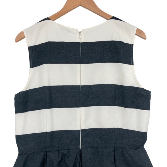 Gap Sheath Dress Women Size 14 White Gray Striped Sleeveless Round Neck Back Zip - Picture 11 of 16